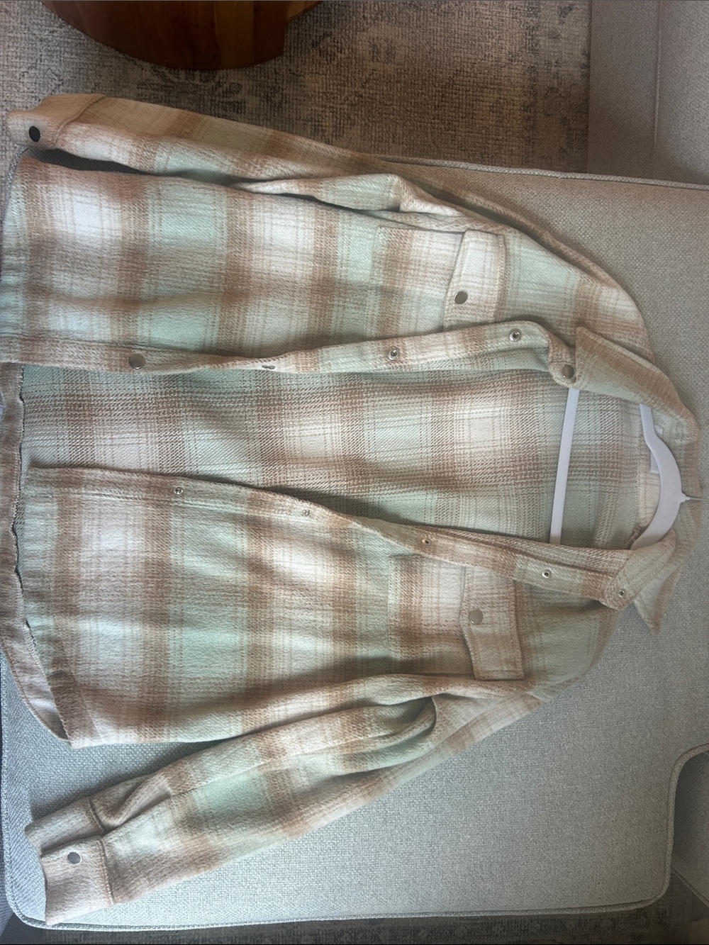 Plaid Shacket in Sage & Beige - Grey Bandit